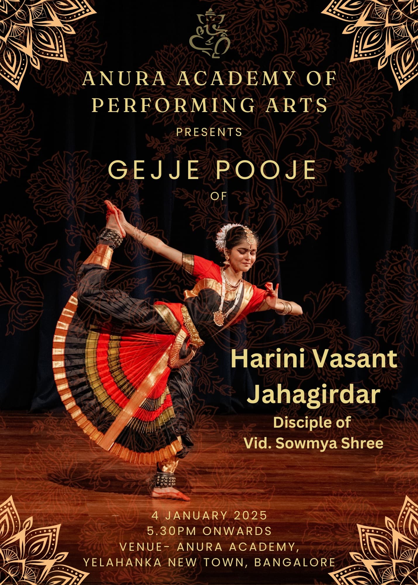A Bharatanatyam performance at Anura Academy